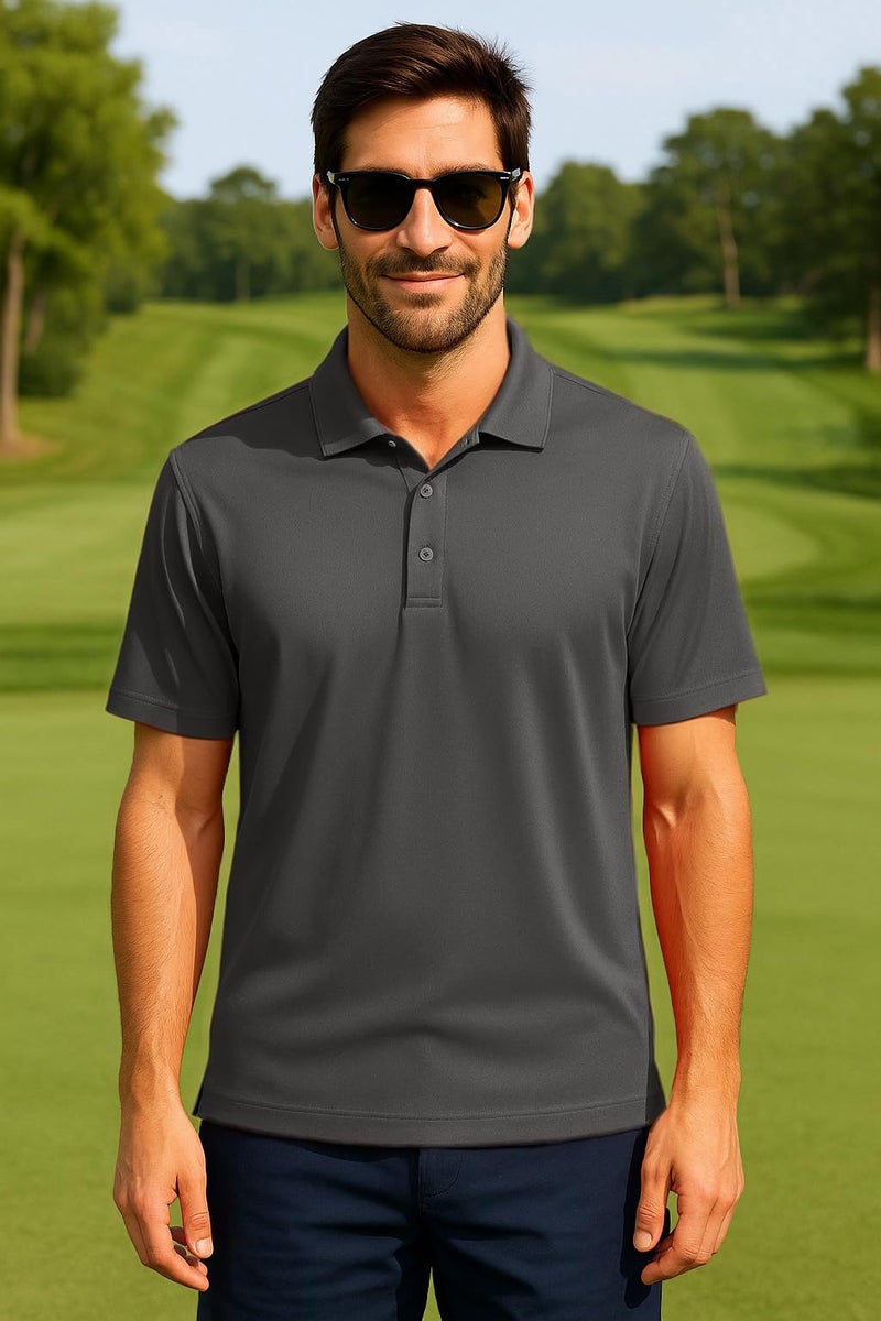 Opna Mens Dry-Fit Golf Polo Shirts,Graphite,X-Large - Image 2